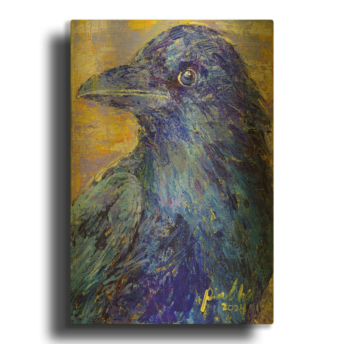 'Raven' By Richard Wallich Gold Metal Wall Art