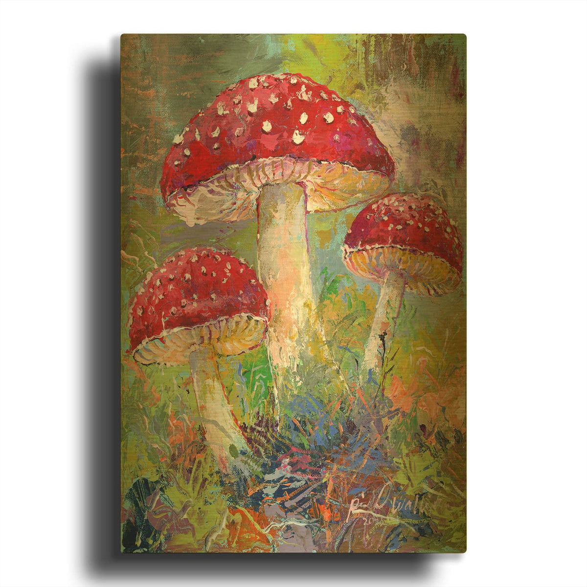 'Red Cap Mushrooms' By Richard Wallich Gold Metal Wall Art