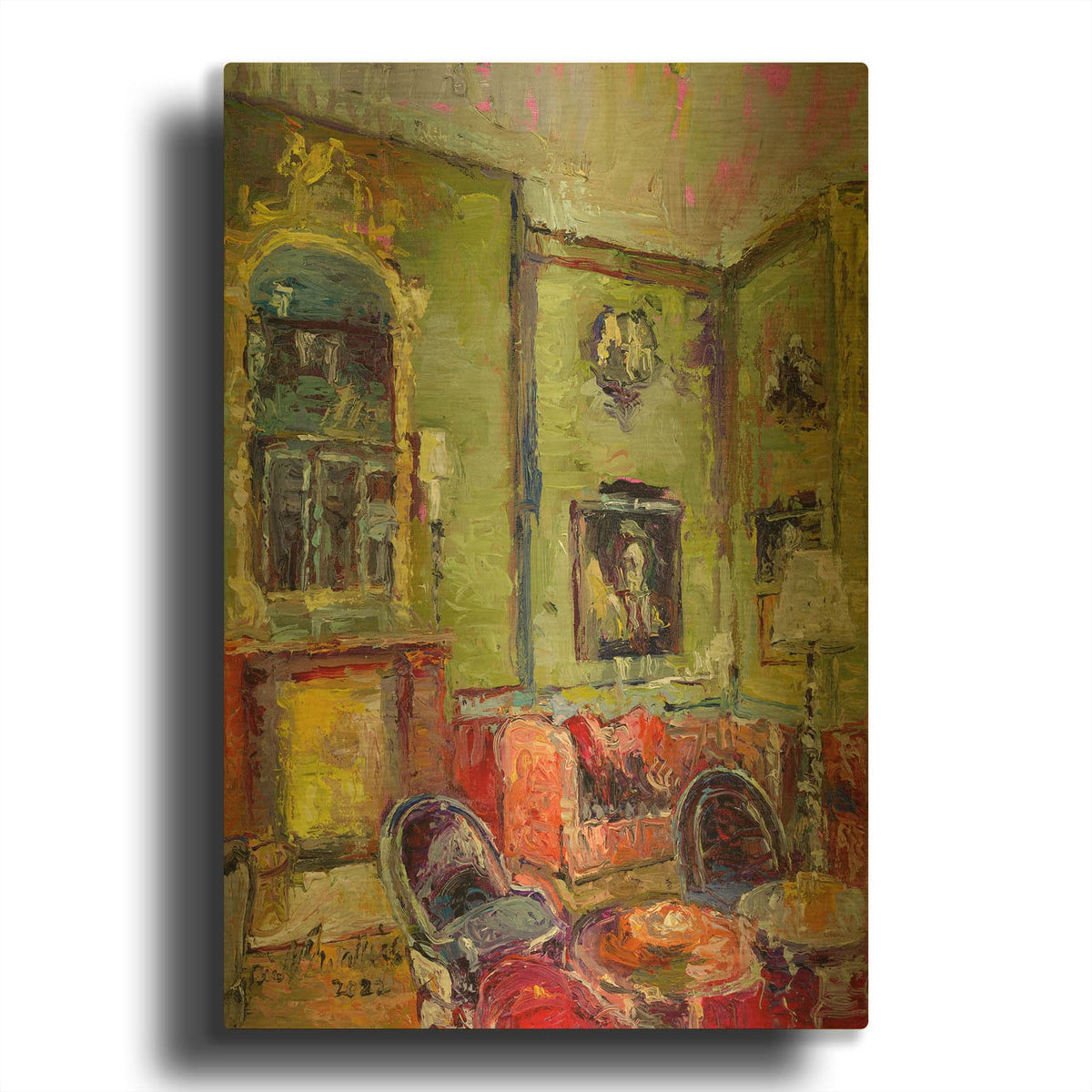 'Red Room 1' By Richard Wallich Gold Metal Wall Art