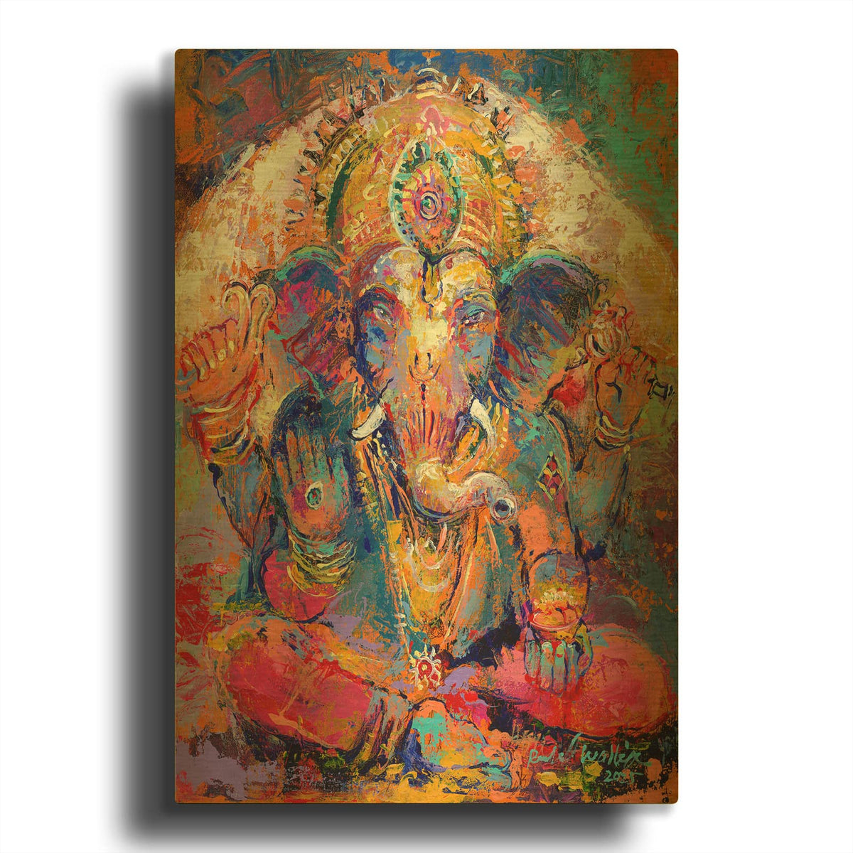 'Shri Ganesha' By Richard Wallich Gold Metal Wall Art