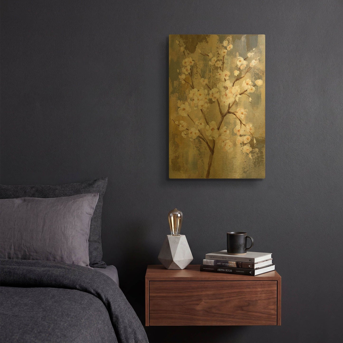 'Neutral Branches I' By Silvia Vassileva Gold Metal Wall Art