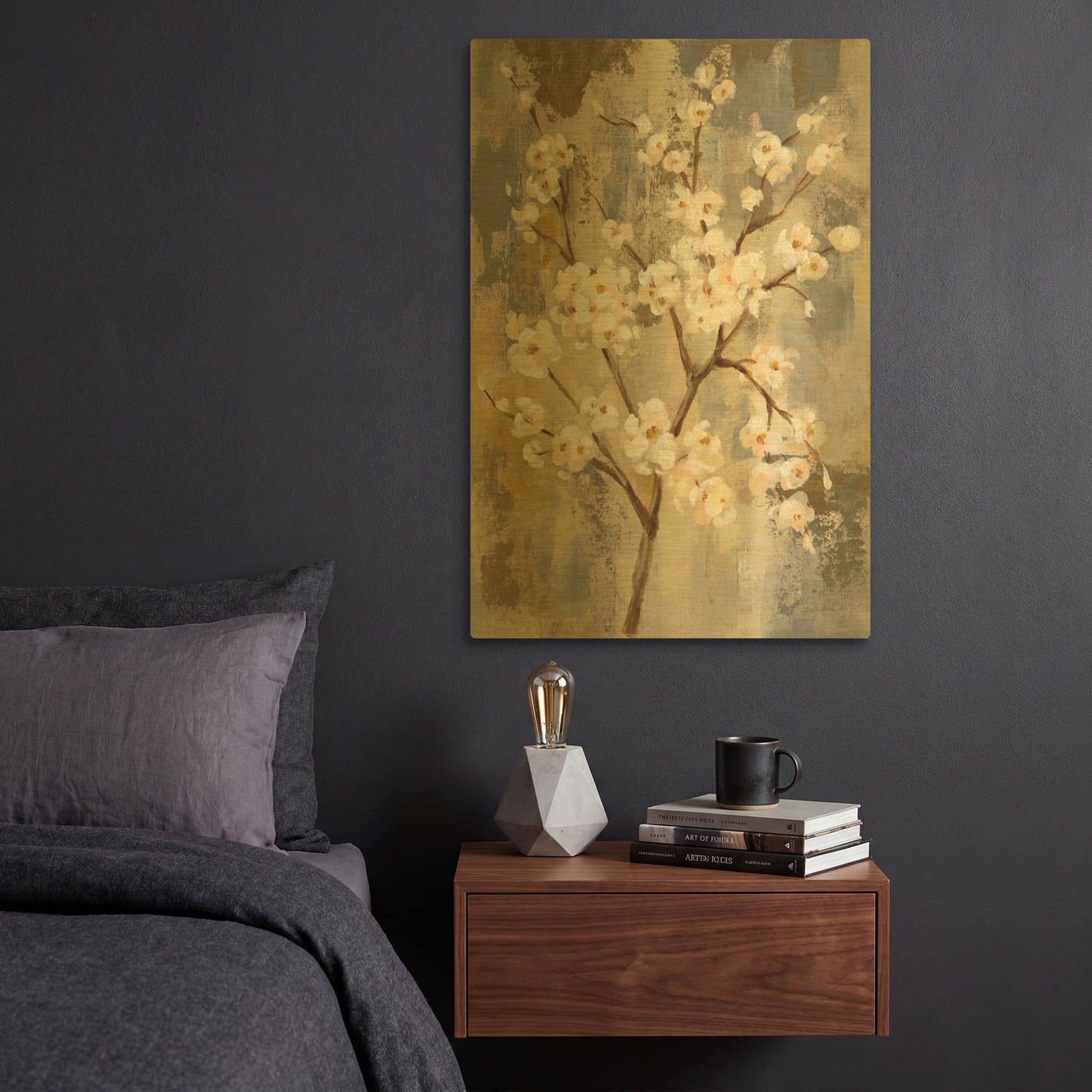 'Neutral Branches I' By Silvia Vassileva Gold Metal Wall Art