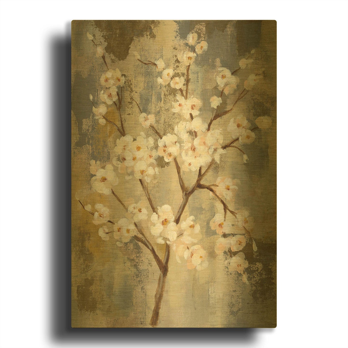 'Neutral Branches I' By Silvia Vassileva Gold Metal Wall Art