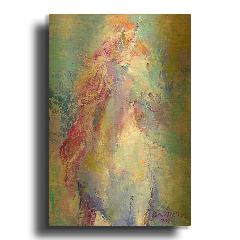 'Unicorn 1' By Richard Wallich Gold Metal Wall Art