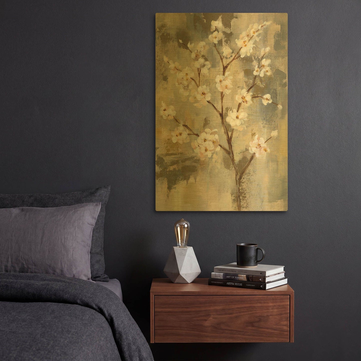 'Neutral Branches II' By Silvia Vassileva Gold Metal Wall Art