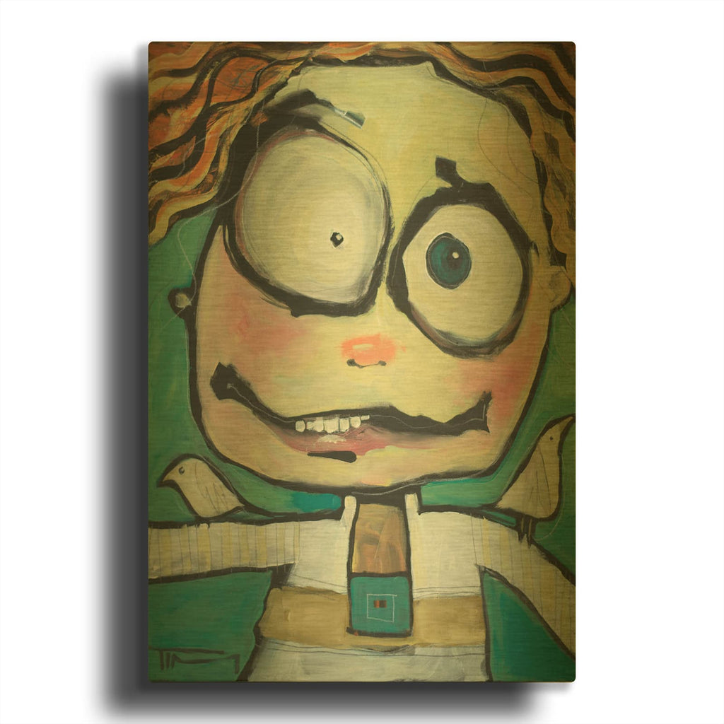 'Boy With Birds' By Tim Nyberg Gold Metal Wall Art
