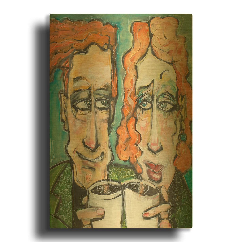 'Coffee Date 2' By Tim Nyberg Gold Metal Wall Art