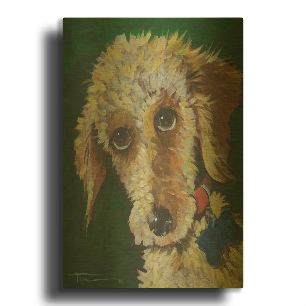'Fuzzy Dog' By Tim Nyberg Gold Metal Wall Art