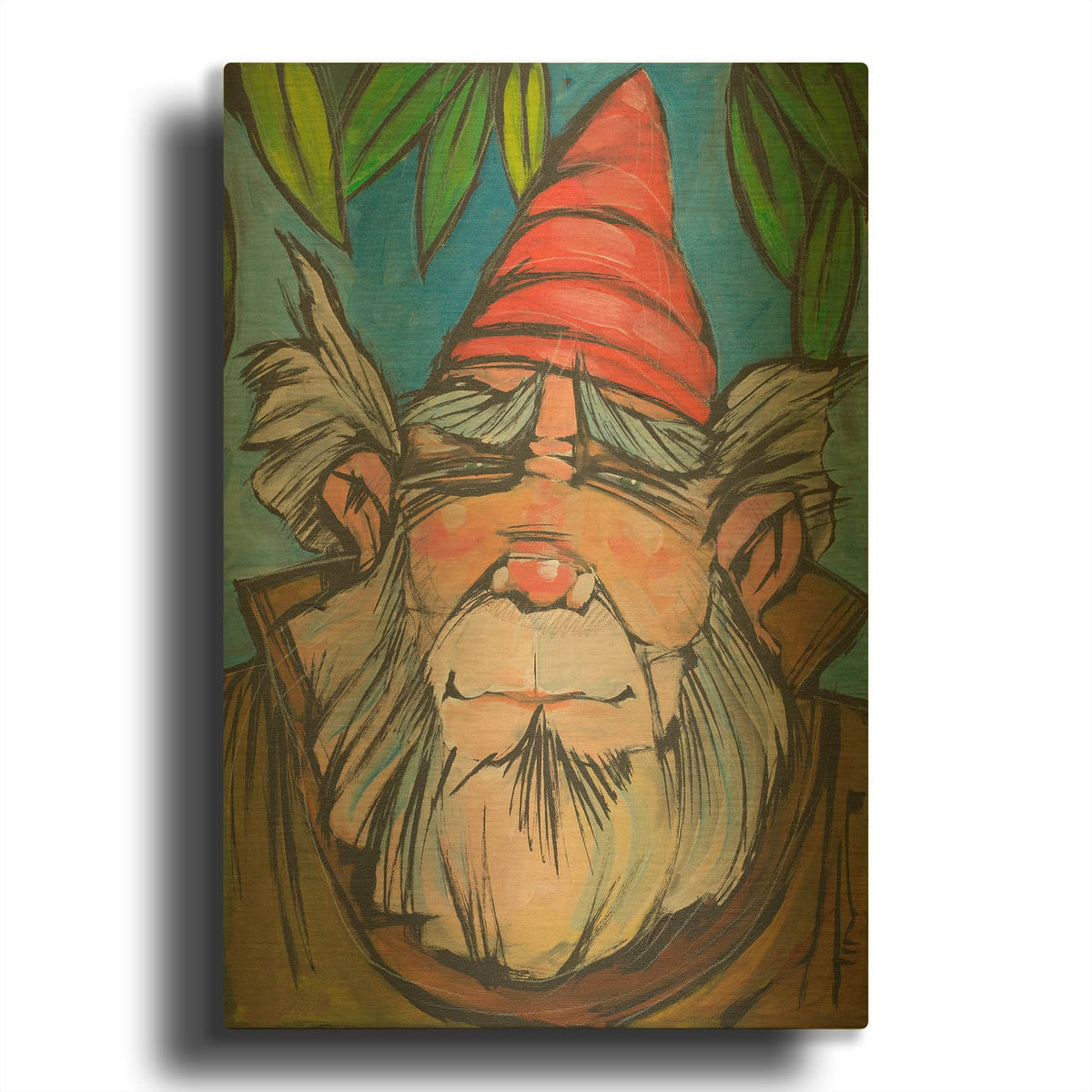 'Gnome 2' By Tim Nyberg Gold Metal Wall Art