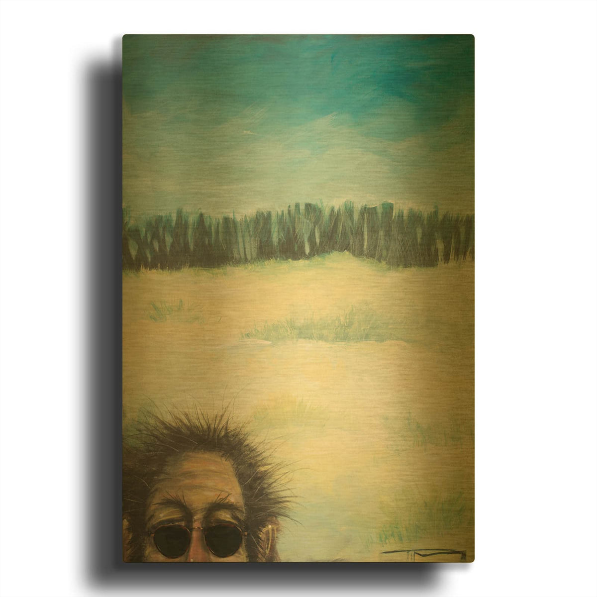 'Harvey's Failed Beach Selfie' By Tim Nyberg Gold Metal Wall Art