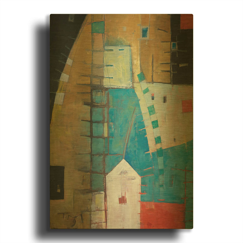 'House By The Tracks' By Tim Nyberg Gold Metal Wall Art