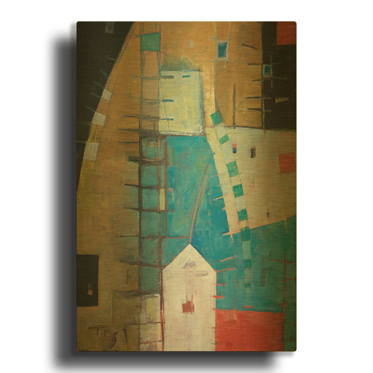 'House By The Tracks' By Tim Nyberg Gold Metal Wall Art
