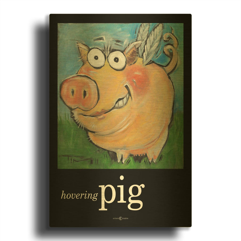 'Hovering Pig' By Tim Nyberg Gold Metal Wall Art