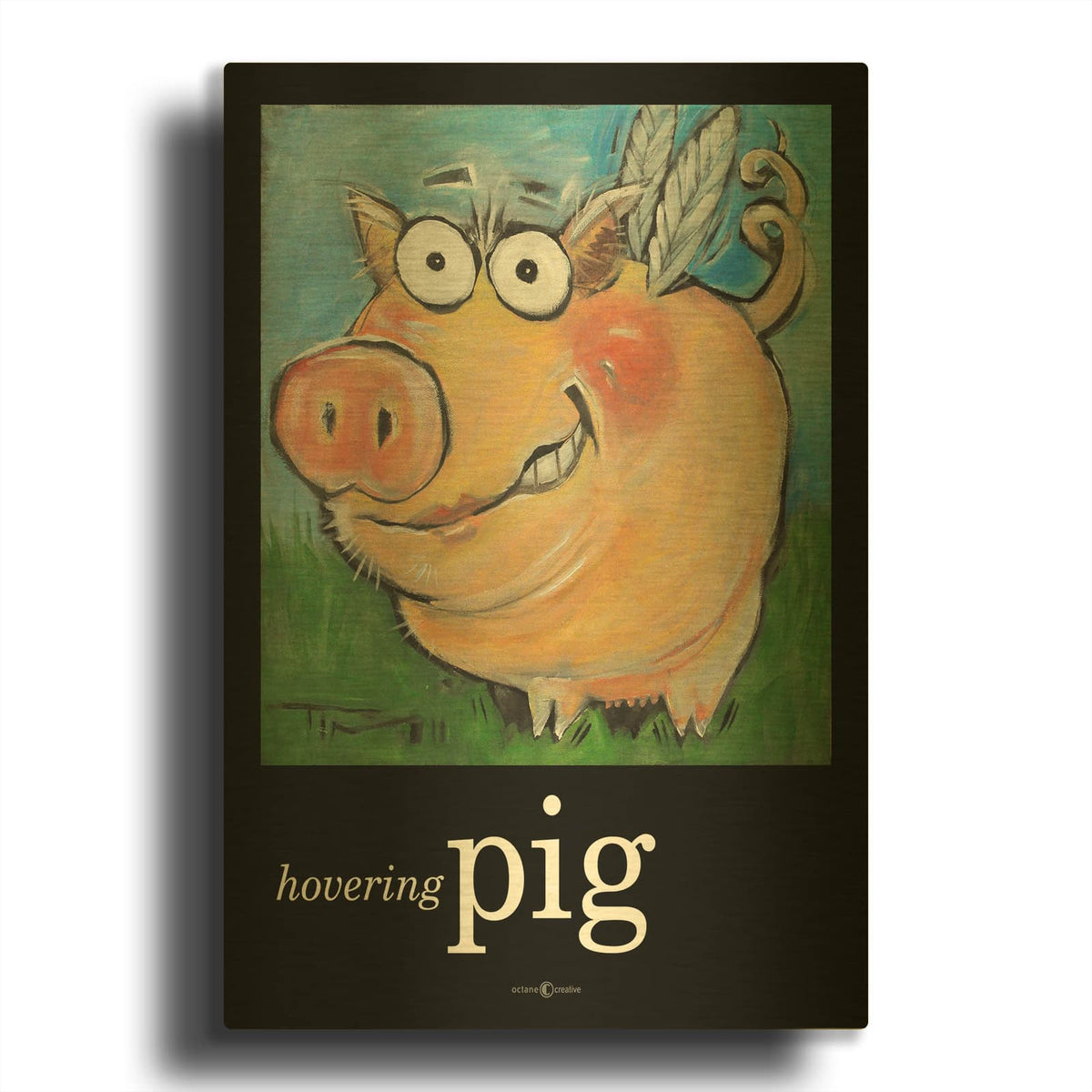 'Hovering Pig' By Tim Nyberg Gold Metal Wall Art