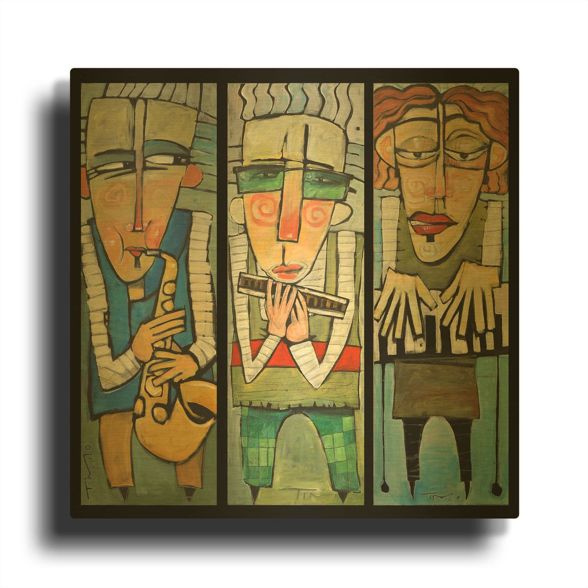 'Jazz Trio' By Tim Nyberg Gold Metal Wall Art
