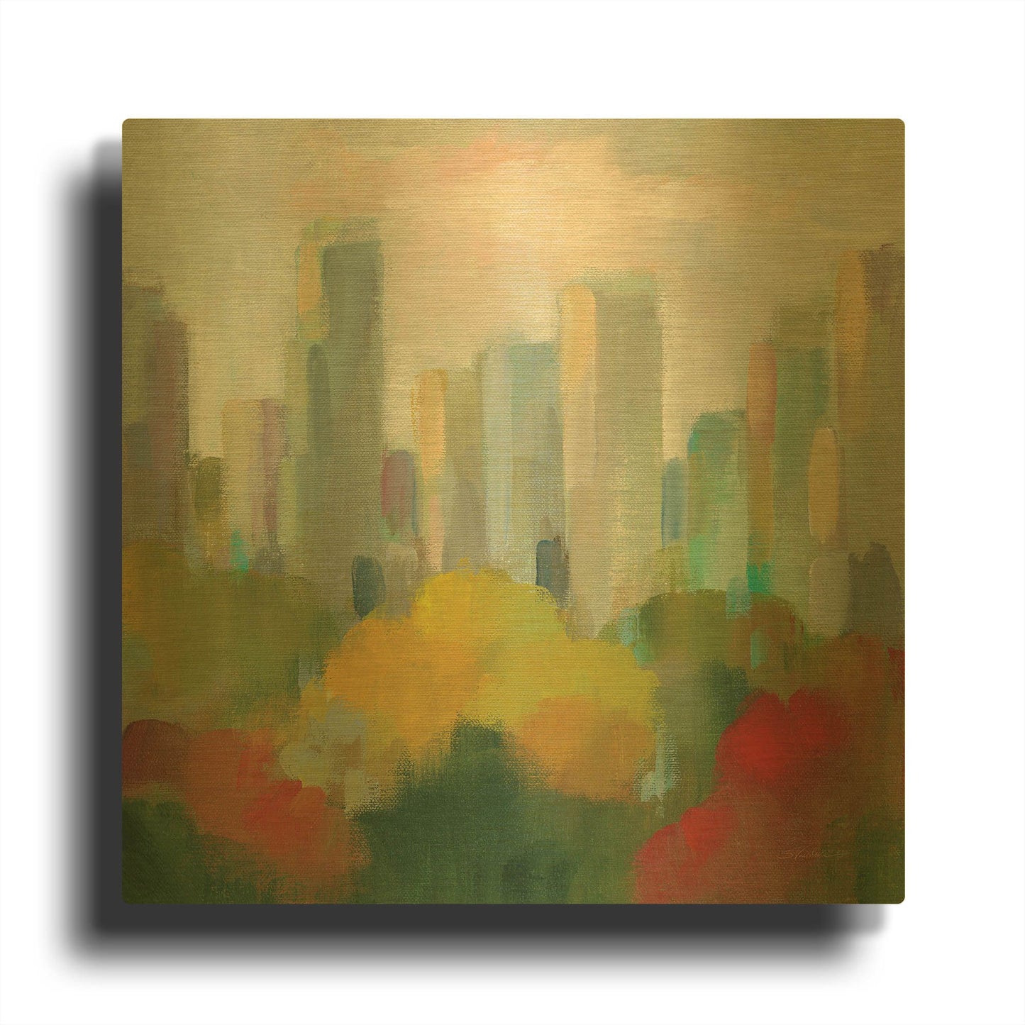 'NYC Central Park I' By Silvia Vassileva Gold Metal Wall Art
