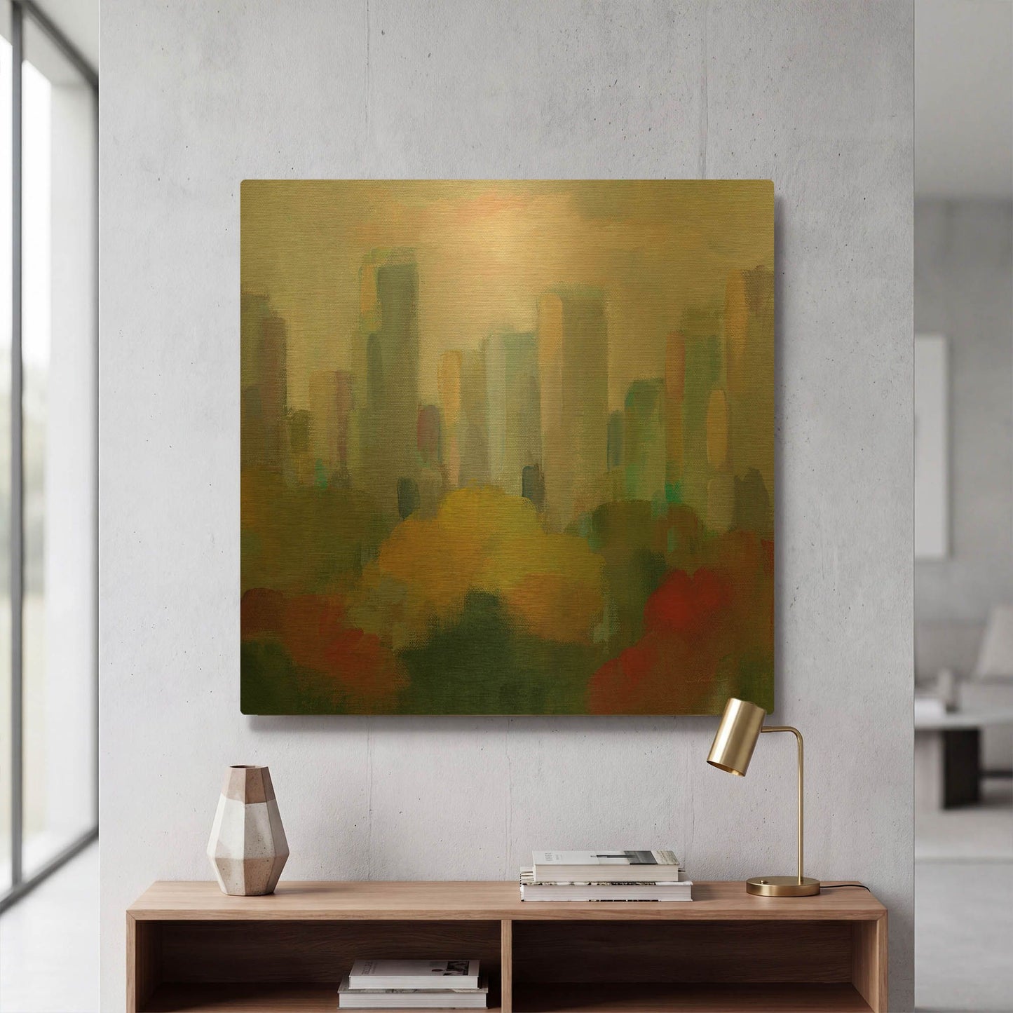 'NYC Central Park I' By Silvia Vassileva Gold Metal Wall Art