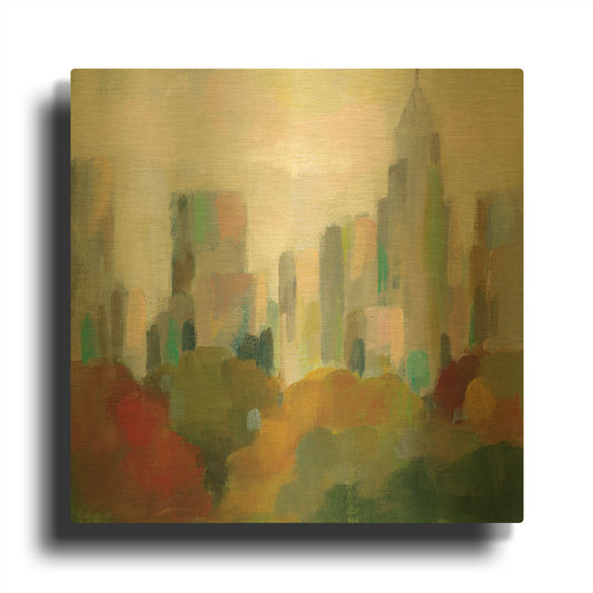 'NYC Central Park II' By Silvia Vassileva Gold Metal Wall Art