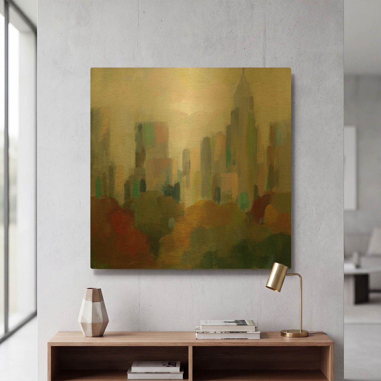 'NYC Central Park II' By Silvia Vassileva Gold Metal Wall Art