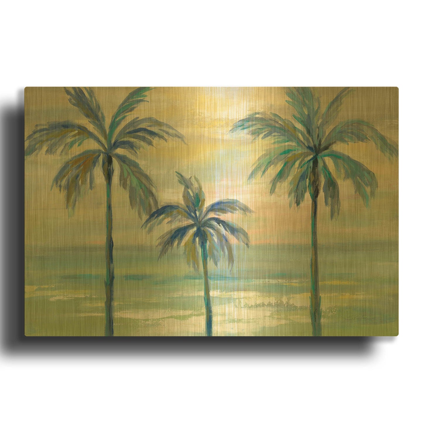'Marine Layer Palms' By Silvia Vassileva Gold Metal Wall Art