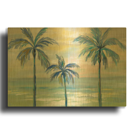 'Marine Layer Palms' By Silvia Vassileva Gold Metal Wall Art