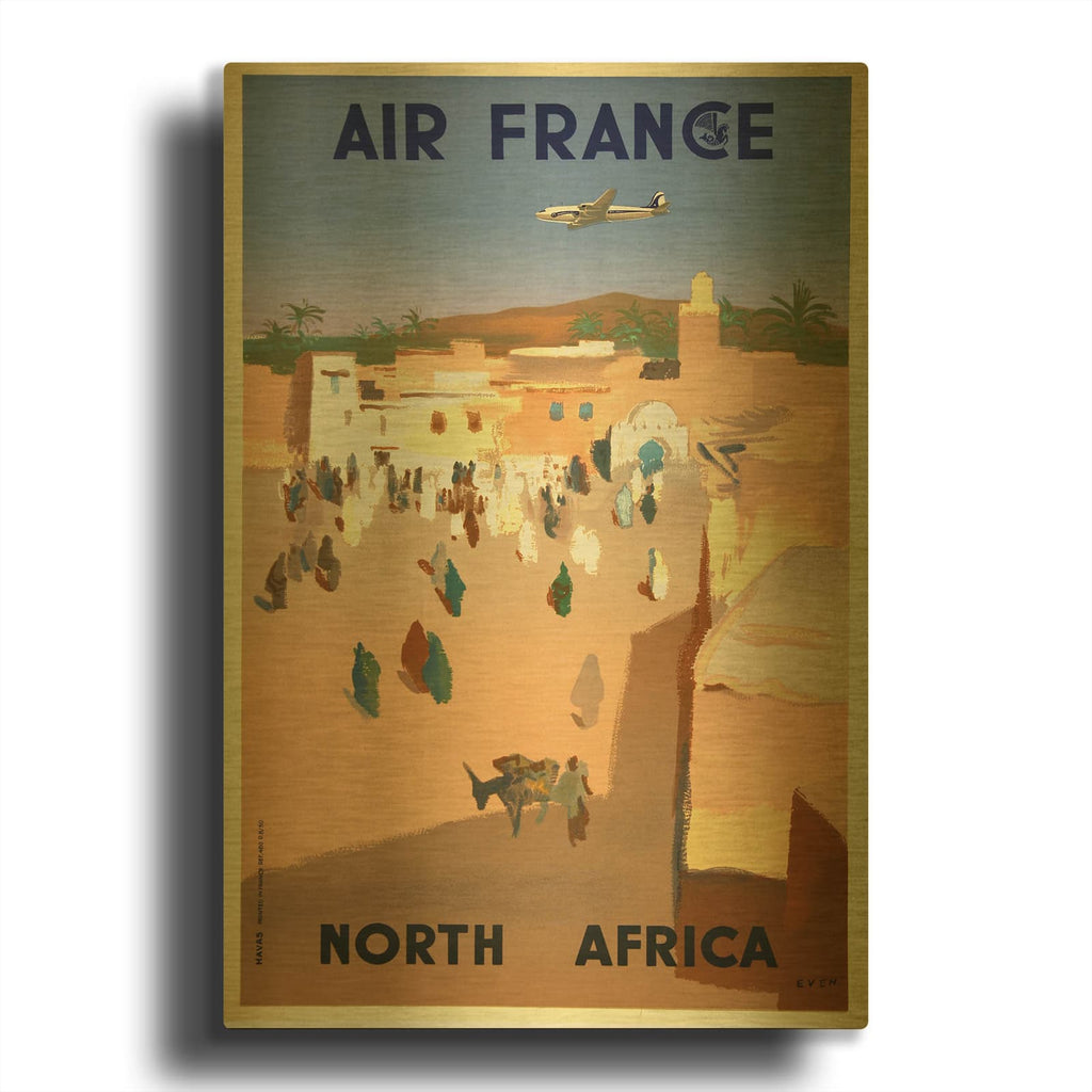 'Air France - North Africa Even' By Vintage Posters Gold Metal Wall Art