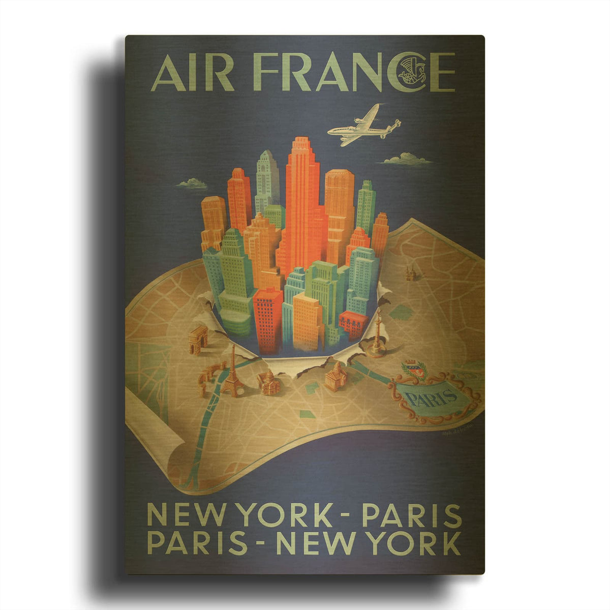 'Air France' By Vintage Posters Gold Metal Wall Art
