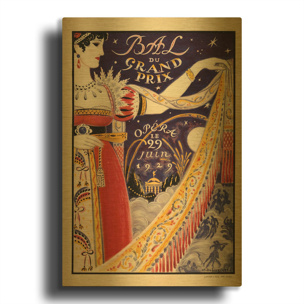 'Bal Du Grand Prix' By Vintage Posters Gold Metal Wall Art