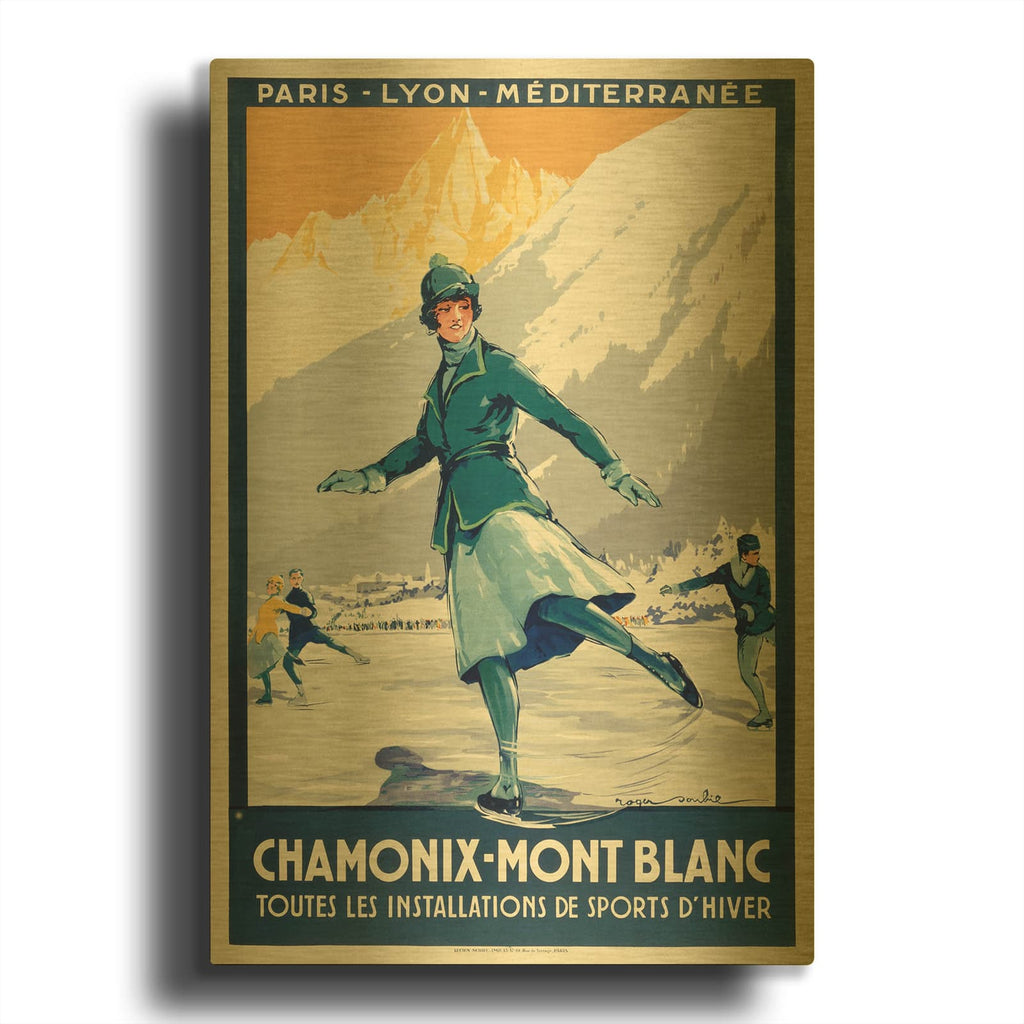 'Chamonix - Mont Blanc' By Vintage Posters Gold Metal Wall Art