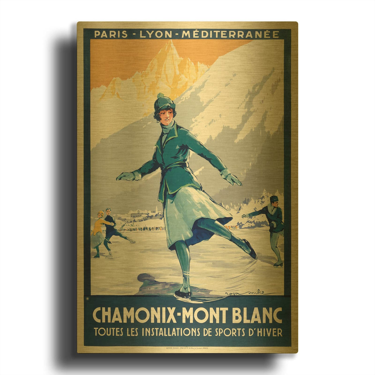 'Chamonix - Mont Blanc' By Vintage Posters Gold Metal Wall Art