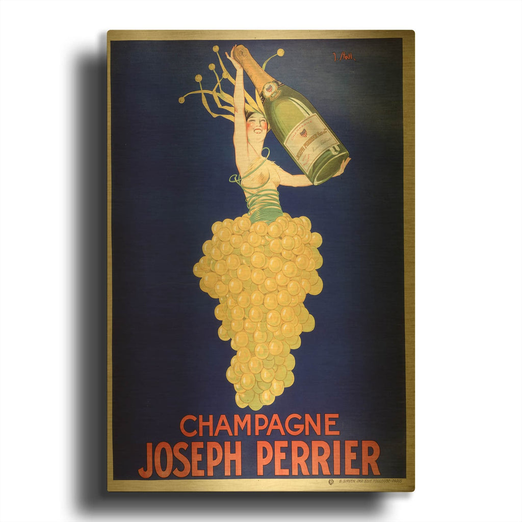 'Champagne - Joseph Perrier' By Vintage Posters Gold Metal Wall Art