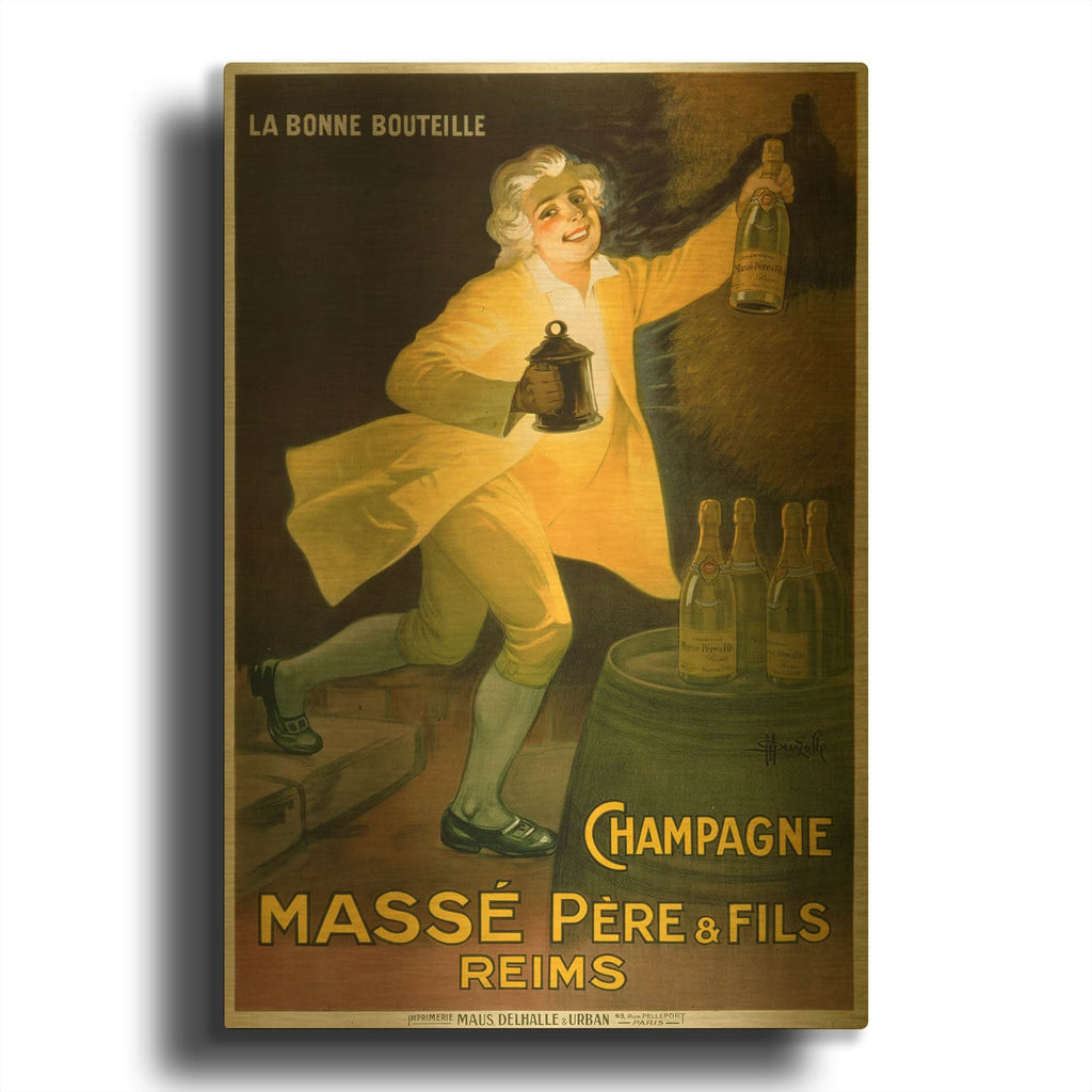 'Champagne Masse Pere & Fils Reims' By Vintage Posters Gold Metal Wall Art