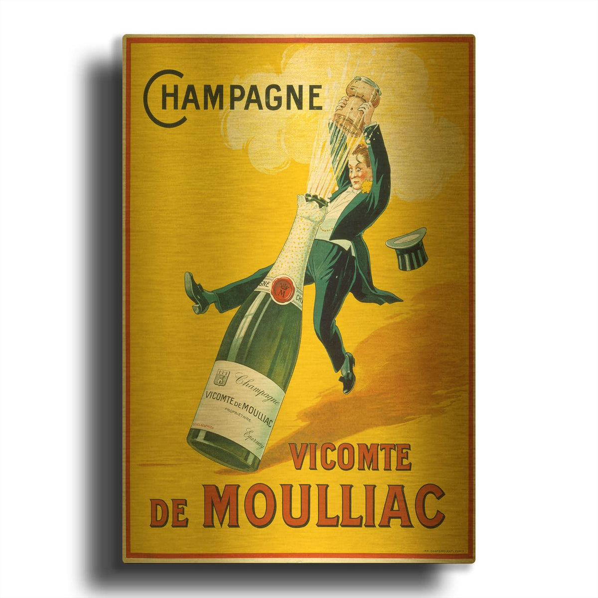 'Champagne Vicomte De Moulliac' By Vintage Posters Gold Metal Wall Art