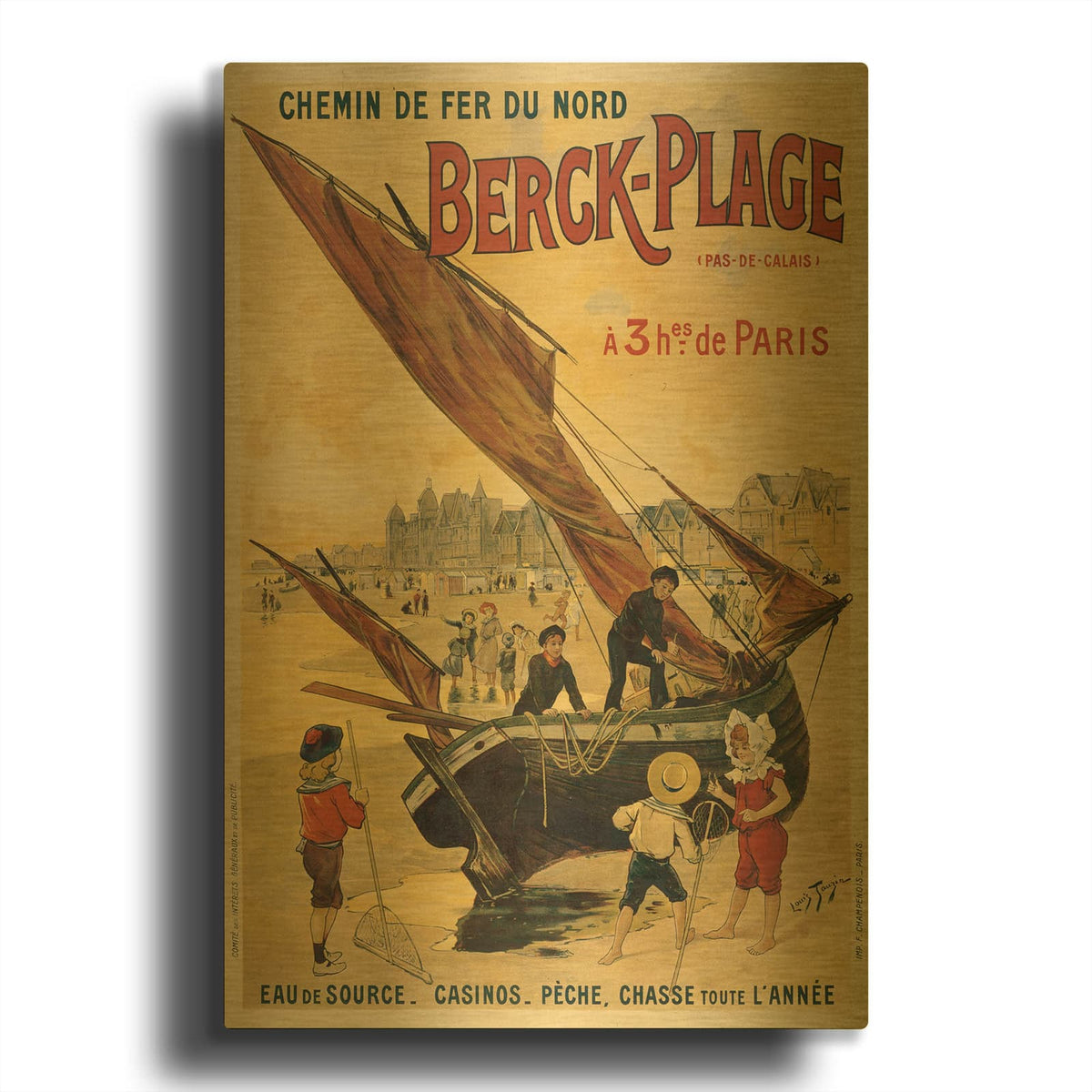 'Chemin De Fer Du Nord Berck-Plage' By Vintage Posters Gold Metal Wall Art