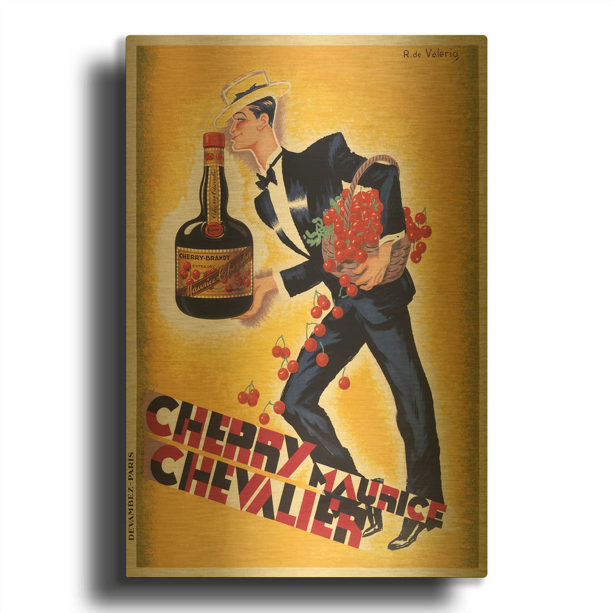 'Cherry Maurice Chevalier' By Vintage Posters Gold Metal Wall Art