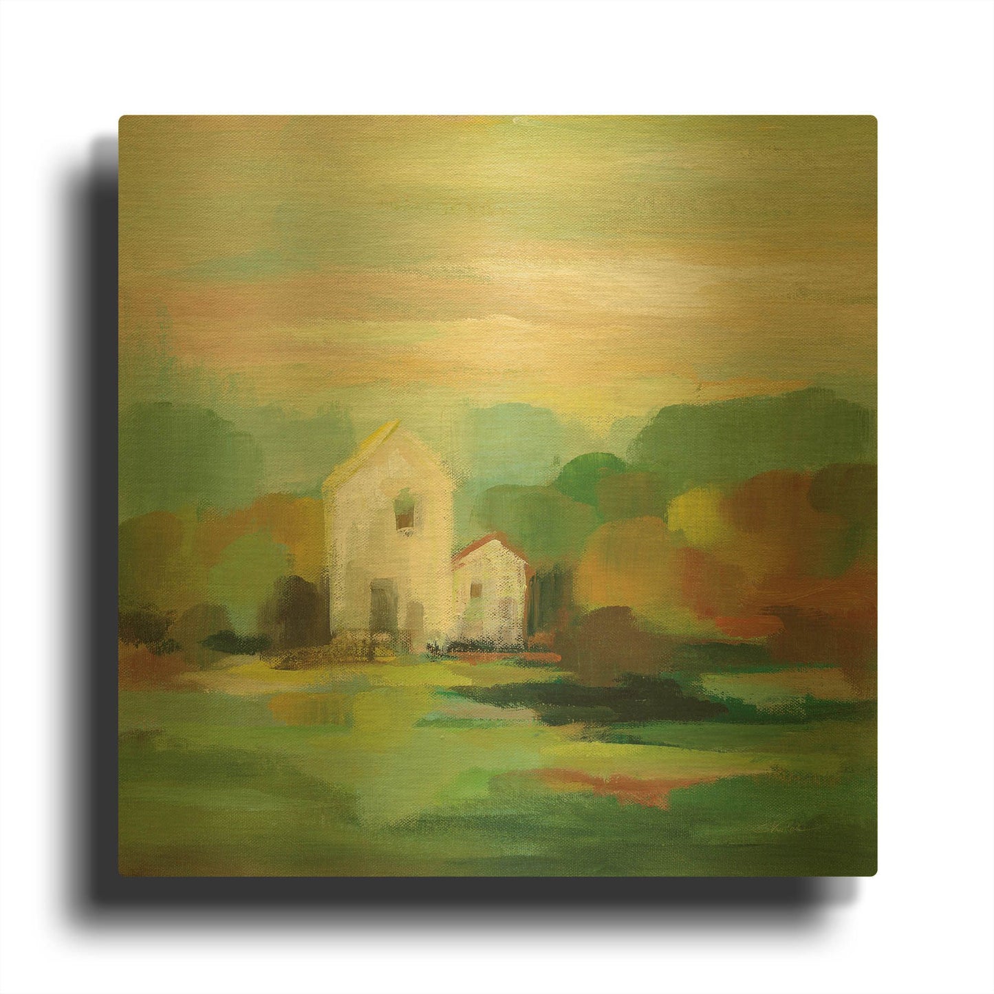 'October Farm I' By Silvia Vassileva Gold Metal Wall Art