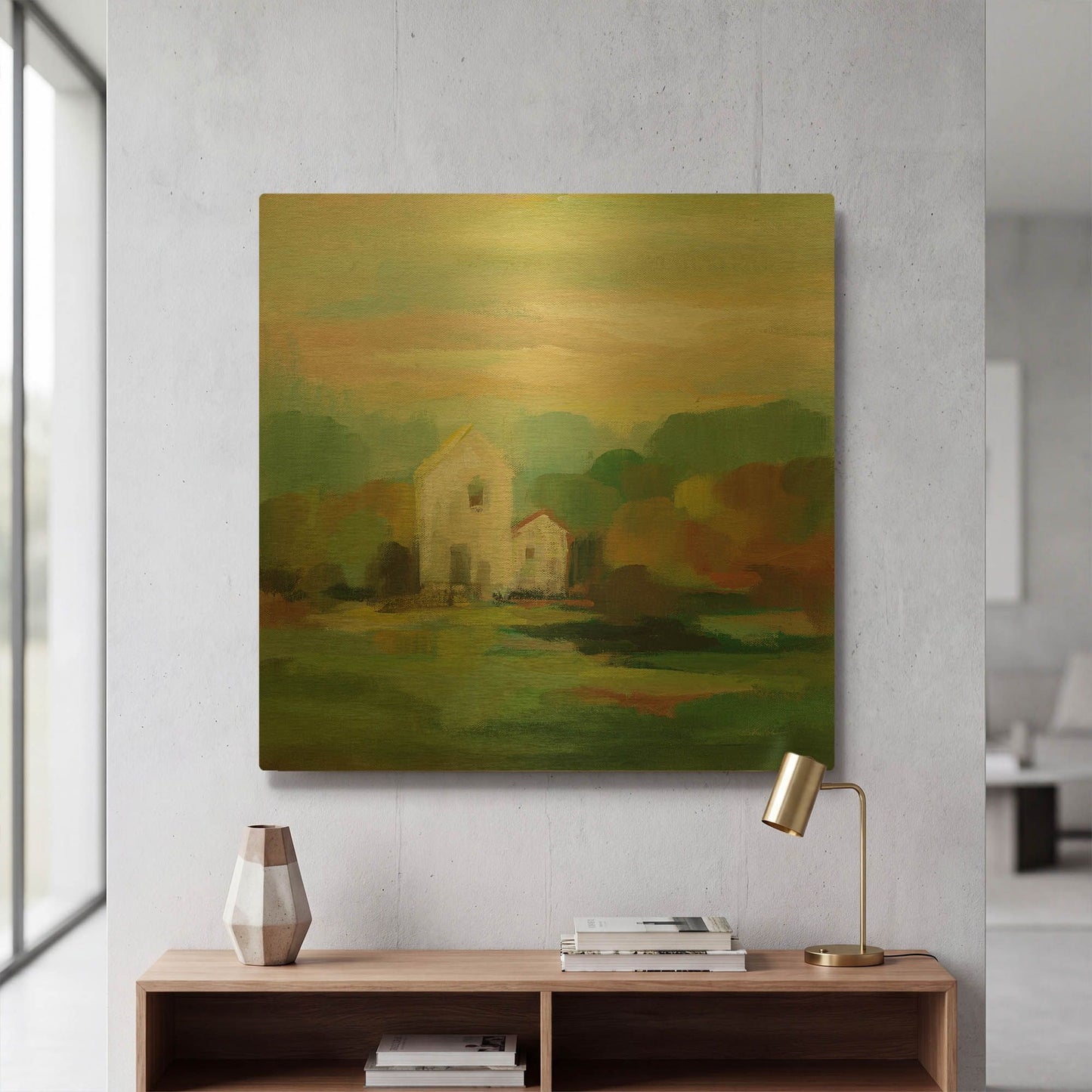 'October Farm I' By Silvia Vassileva Gold Metal Wall Art