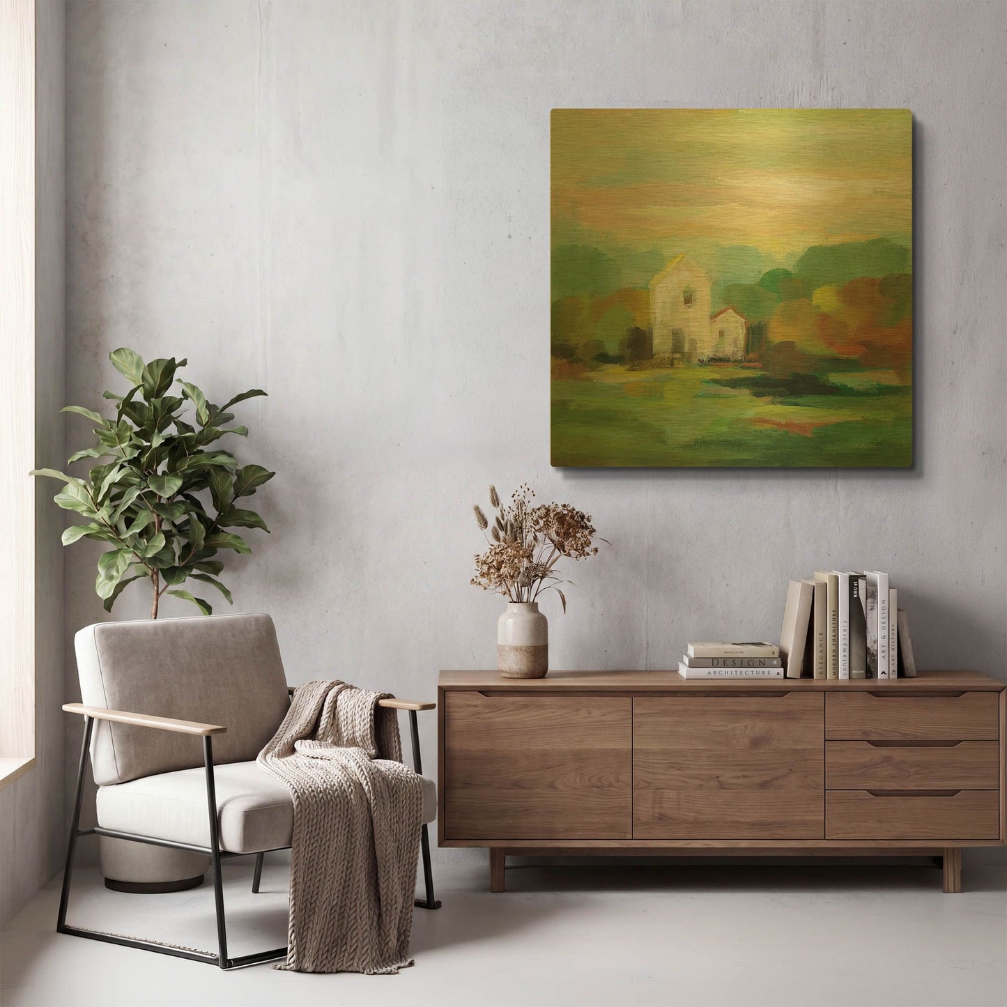'October Farm I' By Silvia Vassileva Gold Metal Wall Art