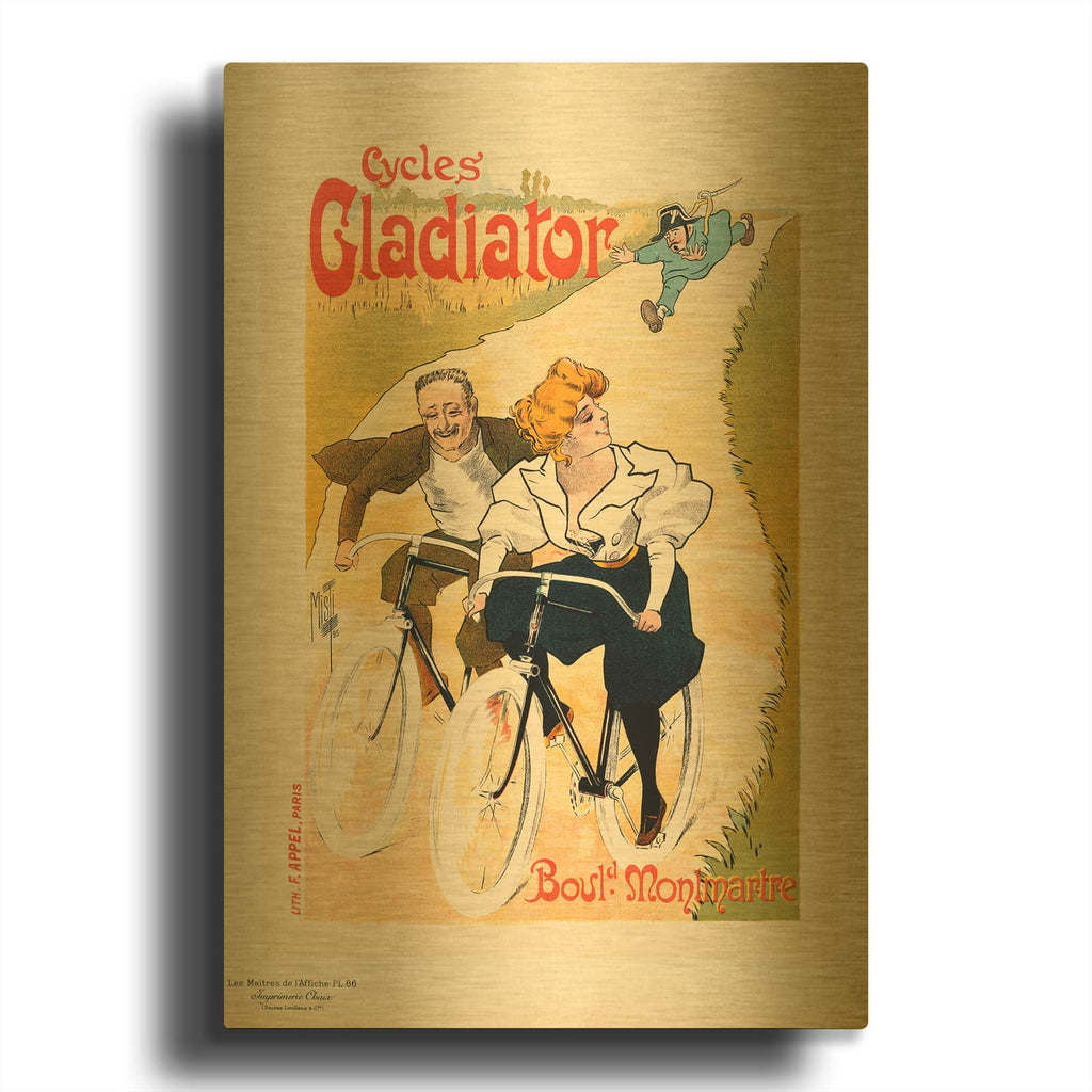 'Cycles Gladiator' By Vintage Posters Gold Metal Wall Art