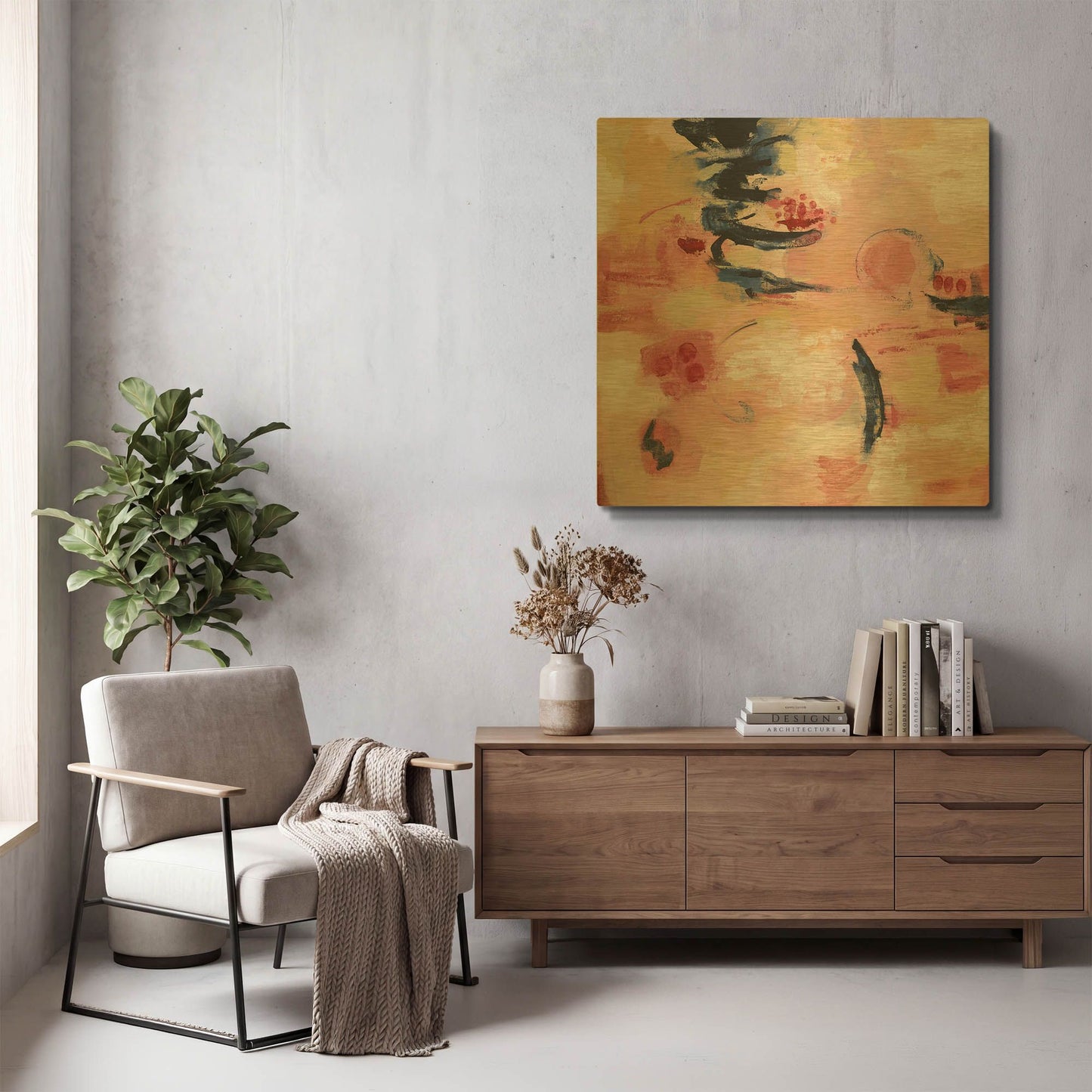 'Sakura I' By Silvia Vassileva Gold Metal Wall Art