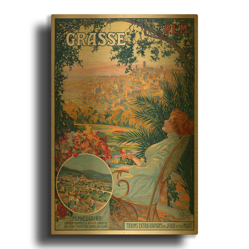 'Grasse' By Vintage Posters Gold Metal Wall Art