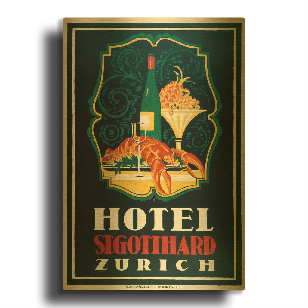 'Hotel Zurich' By Vintage Posters Gold Metal Wall Art