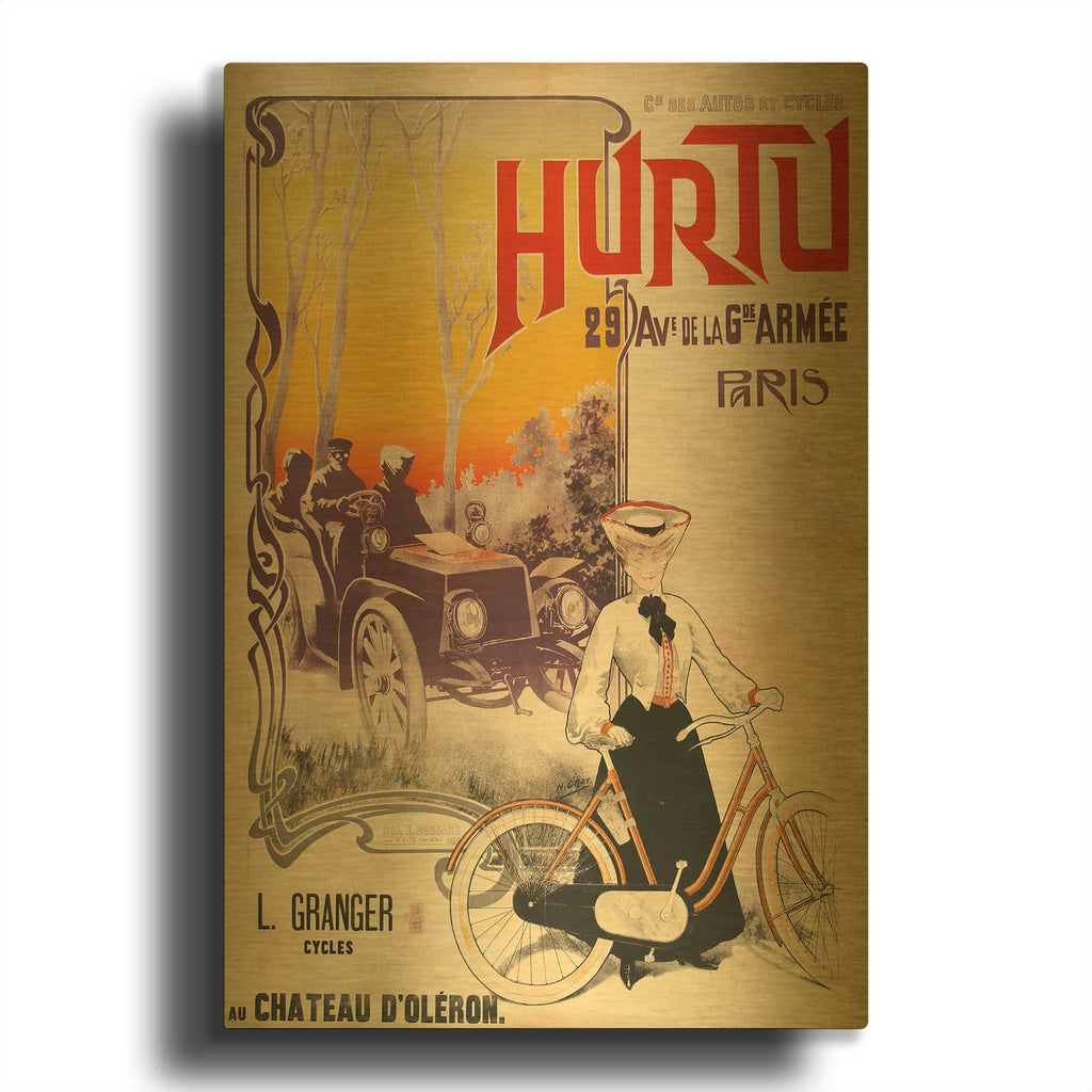 'Hurtu Bicycles' By Vintage Posters Gold Metal Wall Art