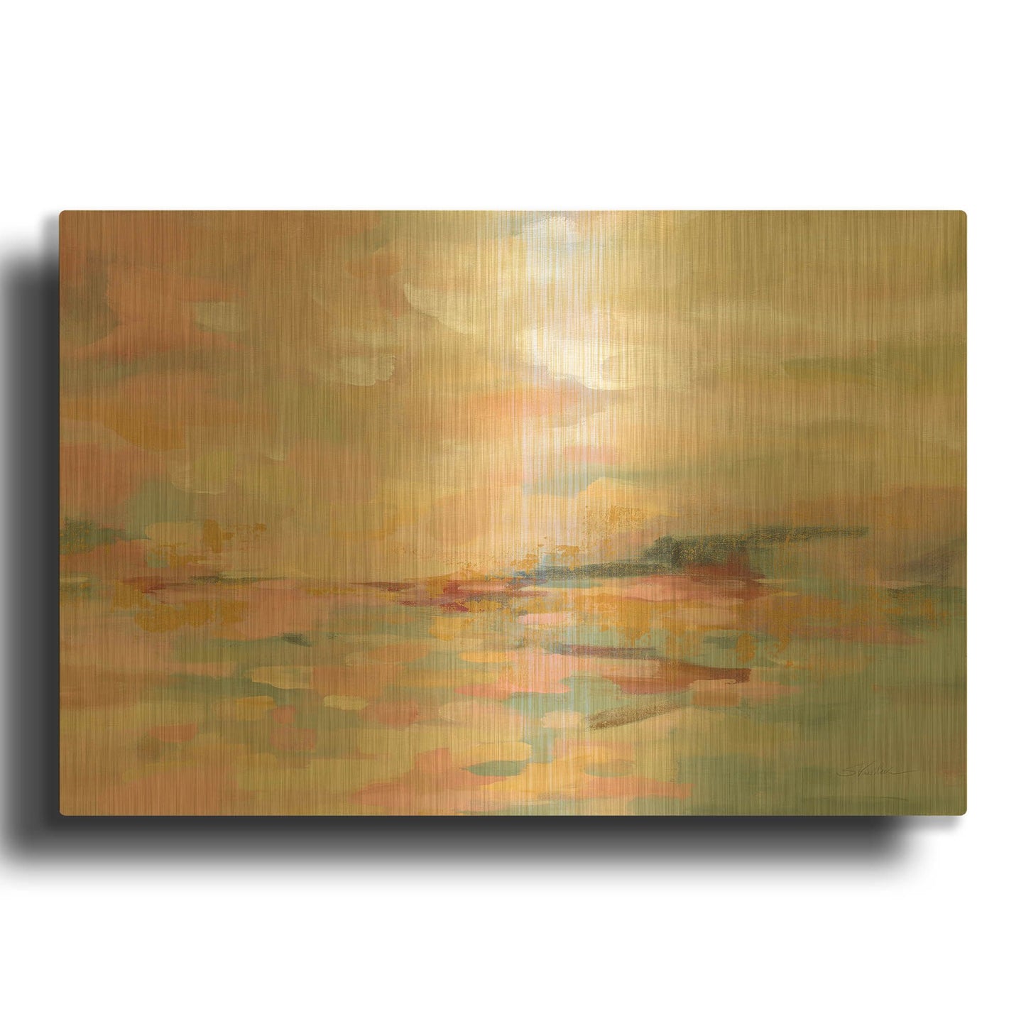 'Pink Waves' By Silvia Vassileva Gold Metal Wall Art