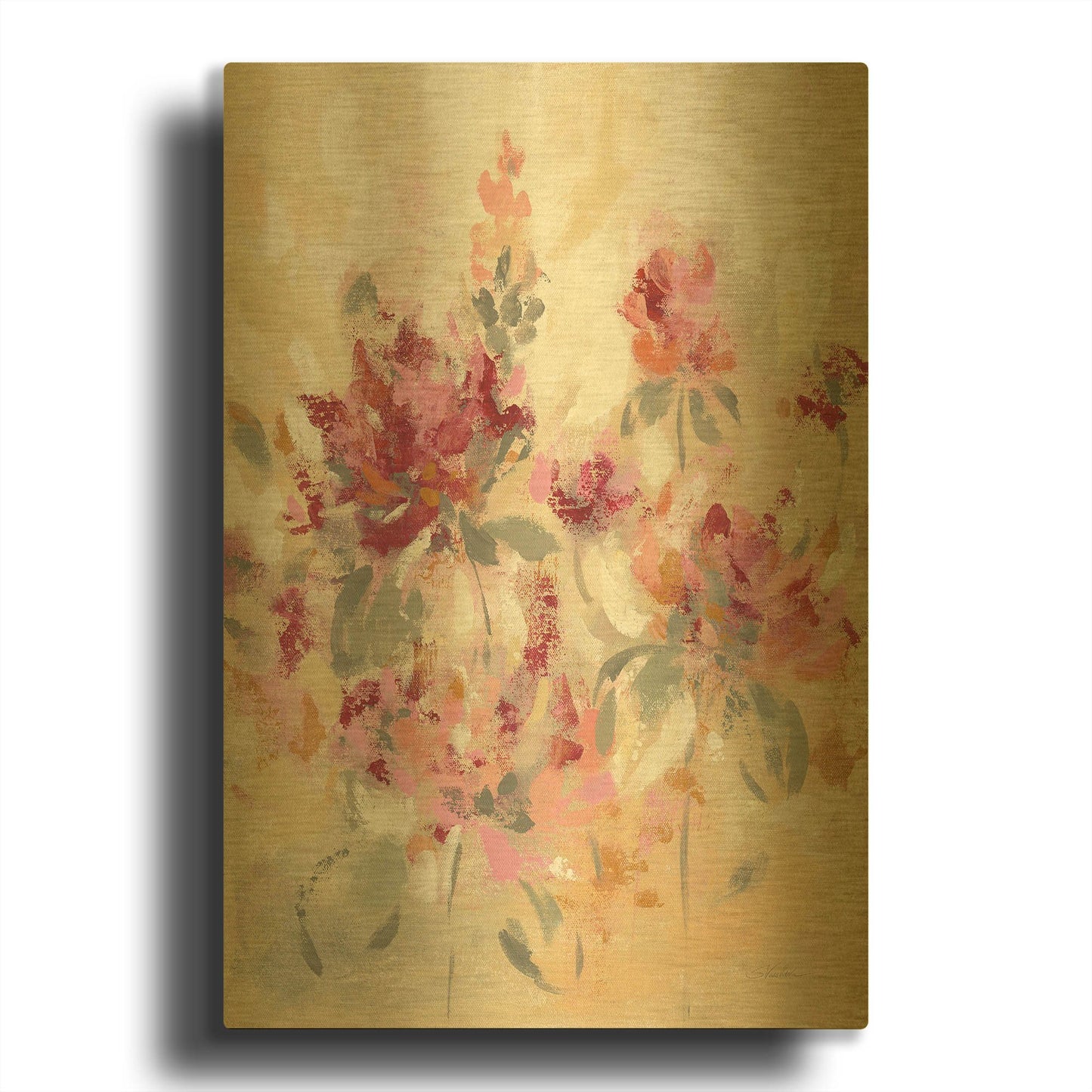 'Floral Reflections I' By Silvia Vassileva Gold Metal Wall Art