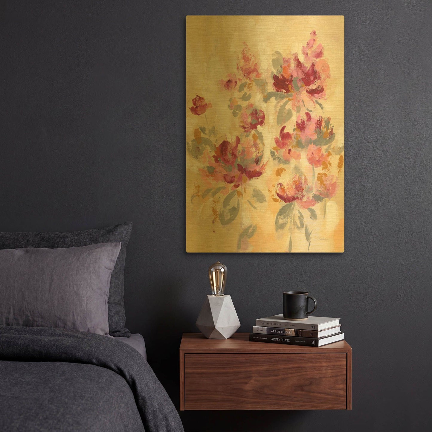 'Floral Reflections II' By Silvia Vassileva Gold Metal Wall Art