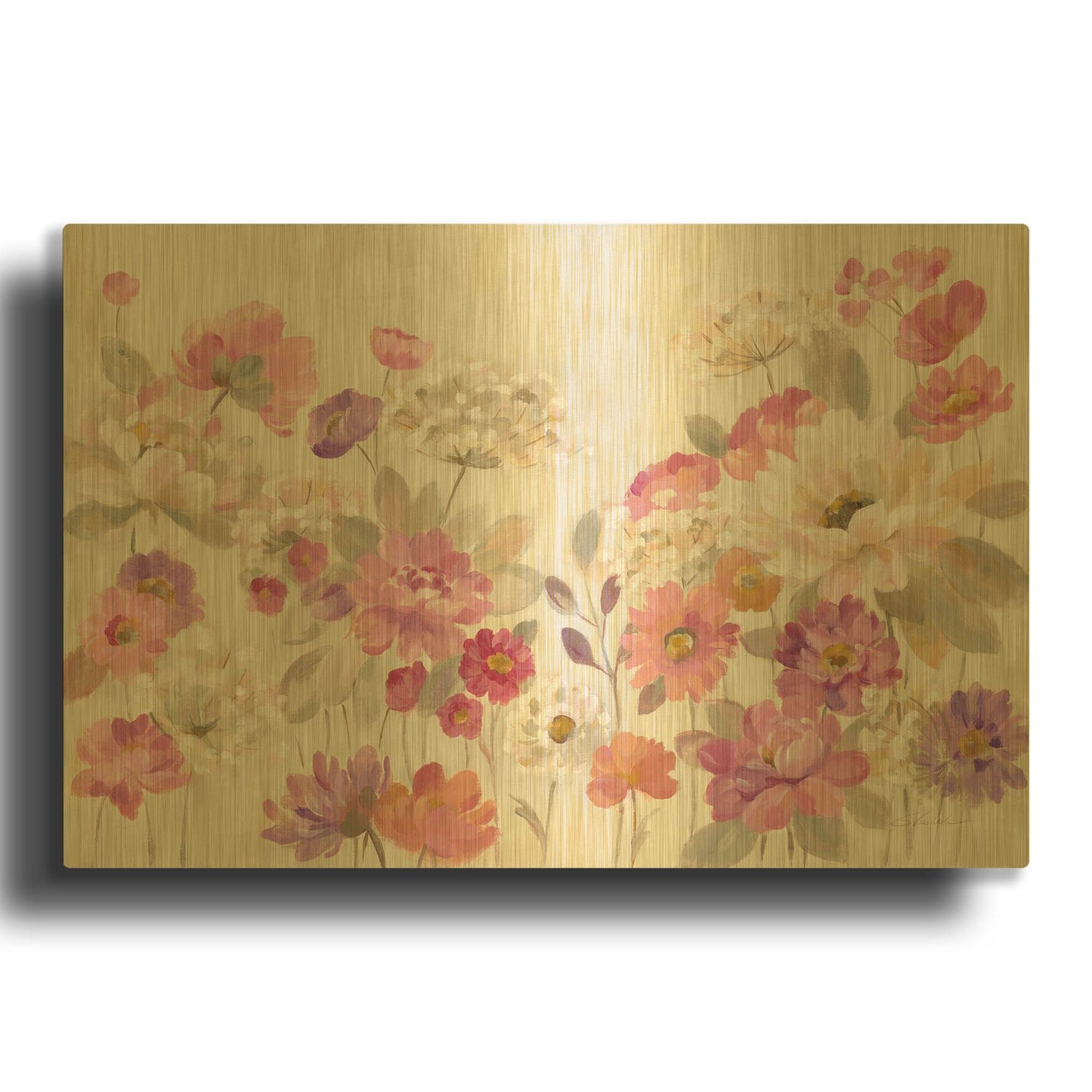 'Queen Annes Lace Garden' By Silvia Vassileva Gold Metal Wall Art
