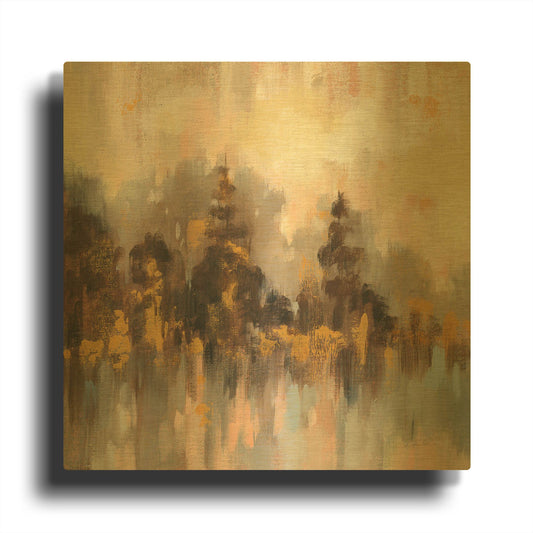 'Blushing Forest II' By Silvia Vassileva Gold Metal Wall Art