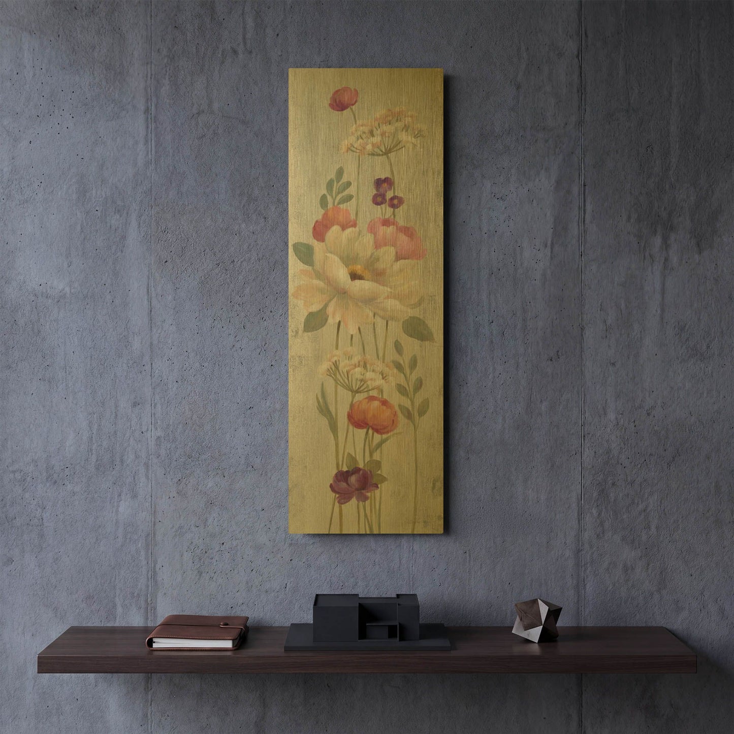 'Retro Floral I' By Silvia Vassileva Gold Metal Wall Art