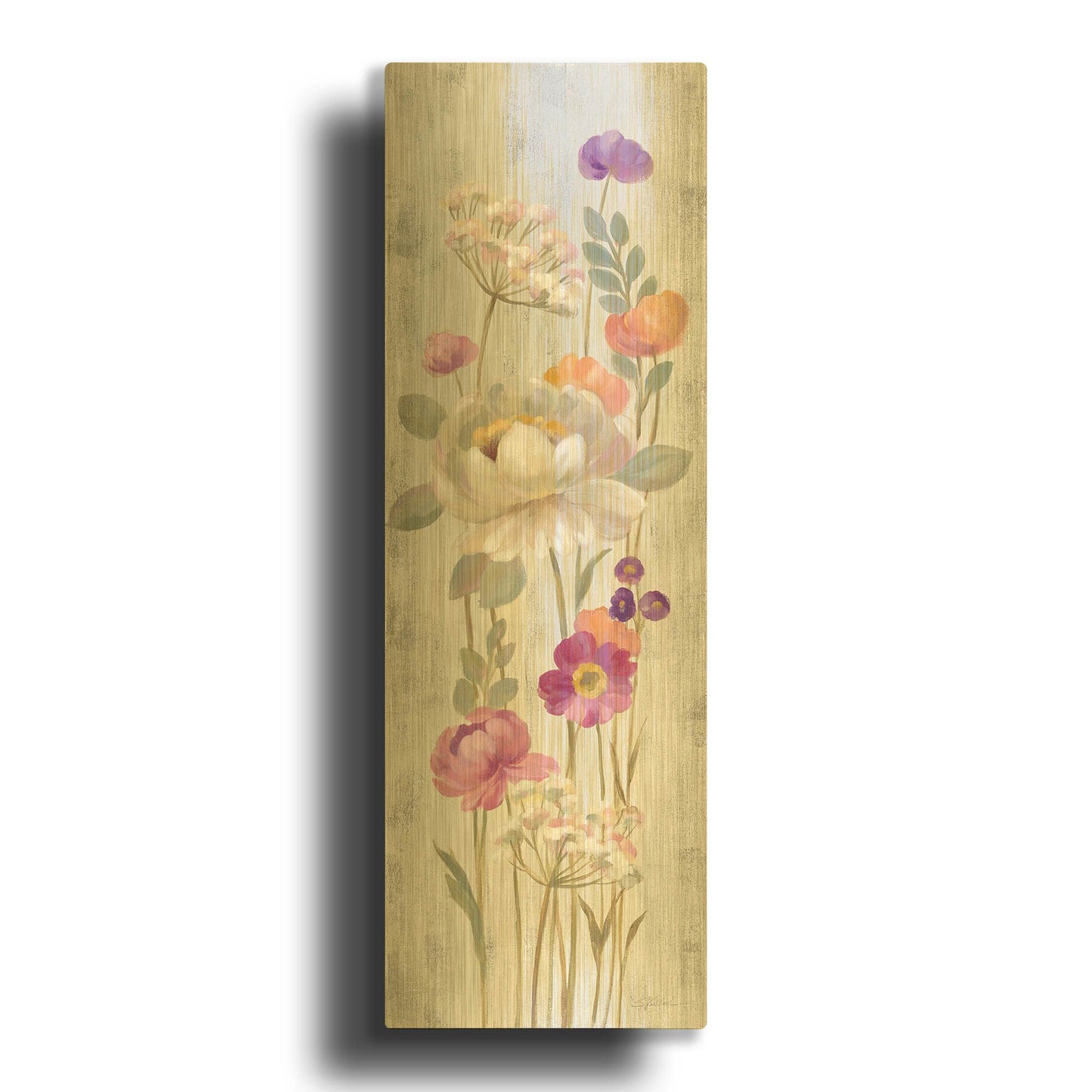 'Retro Floral II' By Silvia Vassileva Gold Metal Wall Art